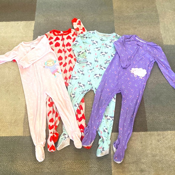 Carters simple joy Girls one piece long sleeve Pajama x4 - Picture 1 of 13